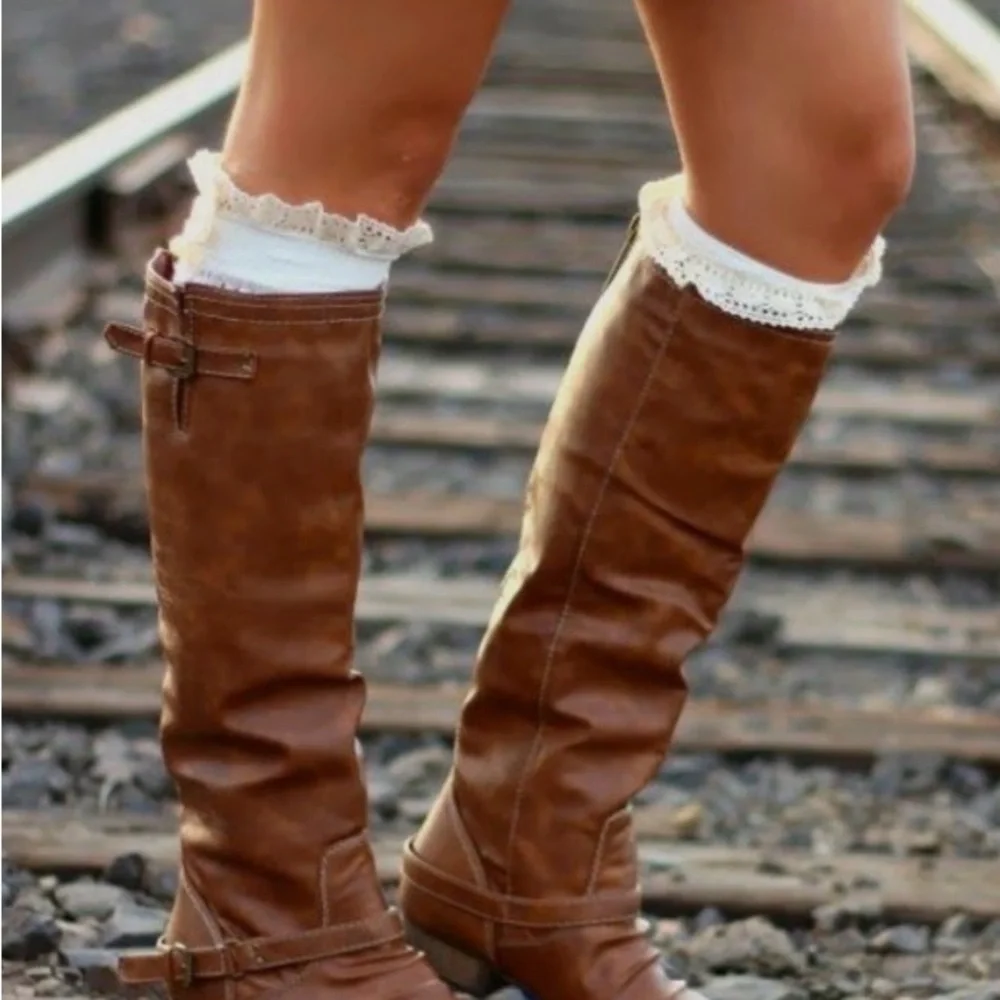 Breckelles Cognac Brown Over-The-Knee Riding Boots